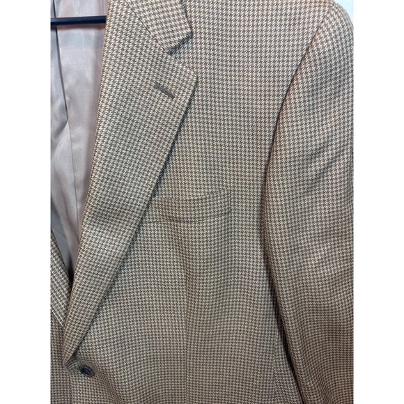 Lauren Ralph Lauren Mens Houndstooth Sport Coat Jacket Tan Size 42R 100 % silk - Picture 4 of 16